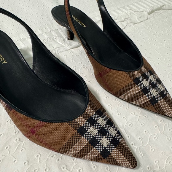 Burberry Women's Checkered Slingback Heels - Picture 1 of 9
